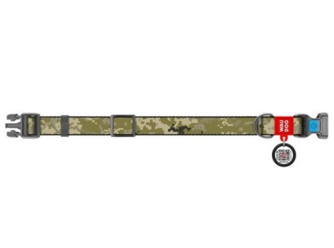 Collar WauDog Nylon Obroża nylonowa z QR-paszportem, plastikowy fastex, wzór MILITARY, L 25mm/33-49cm