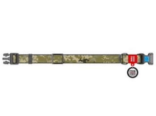 Collar WauDog Nylon Obroża nylonowa z QR-paszportem, plastikowy fastex, wzór MILITARY, M 20mm/28-40cm
