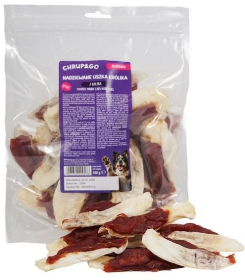 Chrup&Go Przysmak dla psa Uszy królika nadziewane 500g